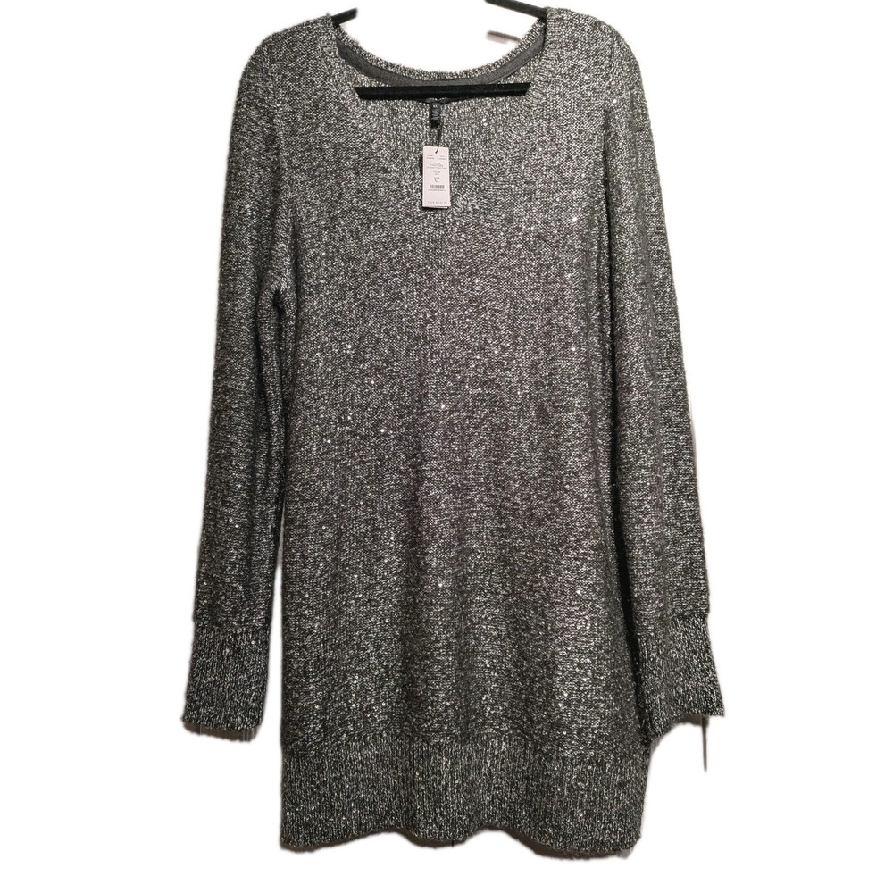 White House Black Market Sweater Women XL Sequin Tunic Knit Long Sleeve NWT